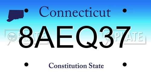 8AEQ37 Connecticut License Plate