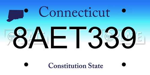 8AET339 Connecticut License Plate