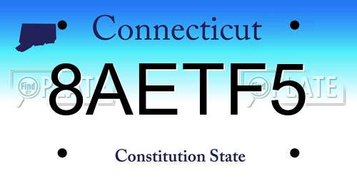 8AETF5 Connecticut License Plate