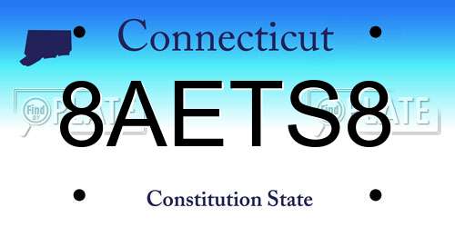 8AETS8 Connecticut License Plate