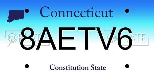 8AETV6 Connecticut License Plate