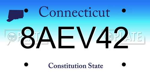 8AEV42 Connecticut License Plate