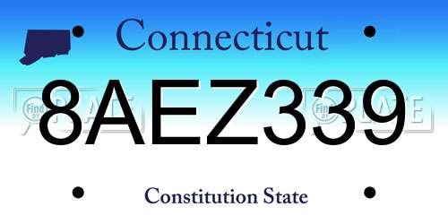 8AEZ339 Connecticut License Plate