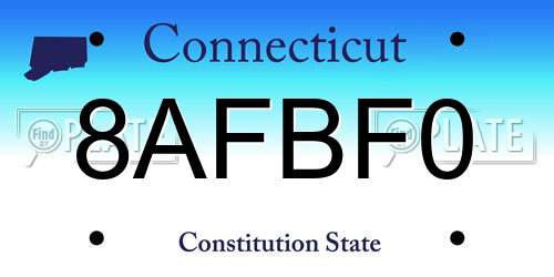 8AFBF0 Connecticut License Plate