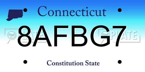 8AFBG7 Connecticut License Plate