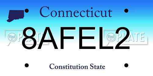 8AFEL2 Connecticut License Plate