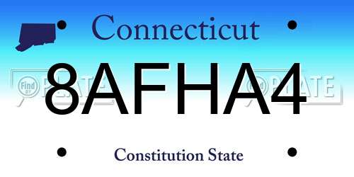 8AFHA4 Connecticut License Plate