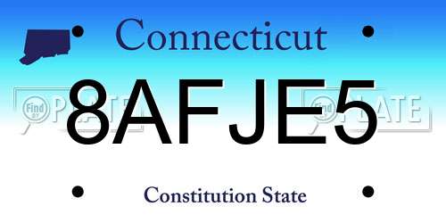8AFJE5 Connecticut License Plate