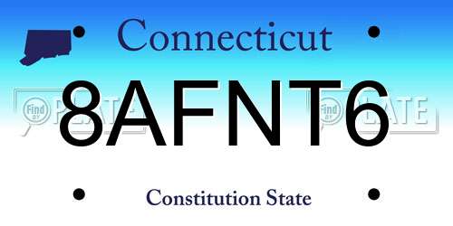 8AFNT6 Connecticut License Plate
