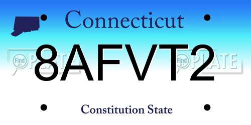 8AFVT2 Connecticut License Plate