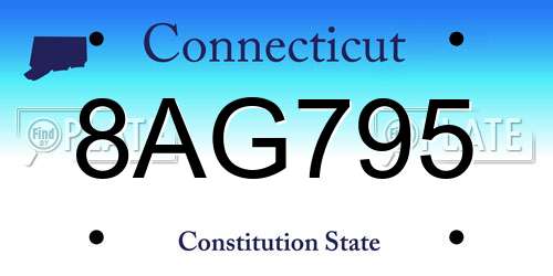 8AG795 Connecticut License Plate