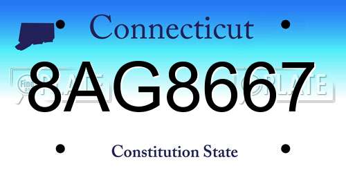 8AG8667 Connecticut License Plate