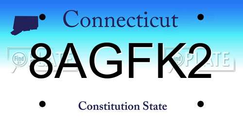 8AGFK2 Connecticut License Plate