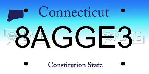 8AGGE3 Connecticut License Plate