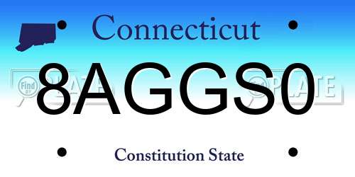 8AGGS0 Connecticut License Plate