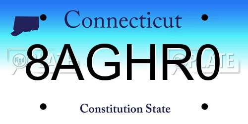 8AGHR0 Connecticut License Plate