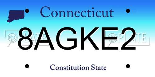 8AGKE2 Connecticut License Plate
