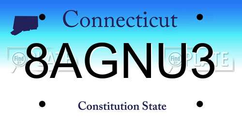8AGNU3 Connecticut License Plate