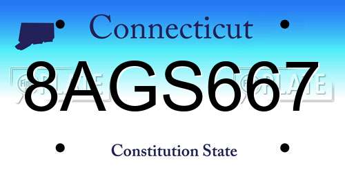8AGS667 Connecticut License Plate