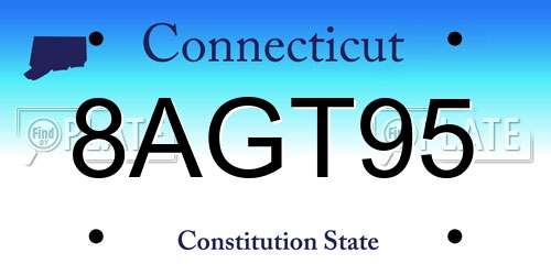 8AGT95 Connecticut License Plate
