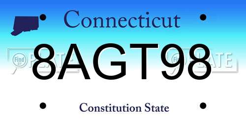 8AGT98 Connecticut License Plate