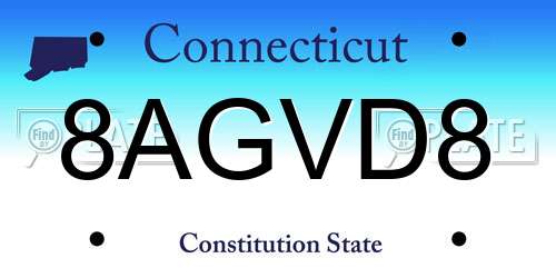8AGVD8 Connecticut License Plate