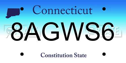 8AGWS6 Connecticut License Plate