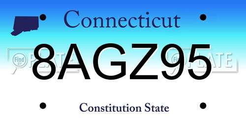 8AGZ95 Connecticut License Plate