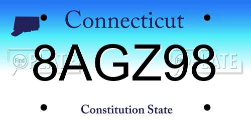 8AGZ98 Connecticut License Plate