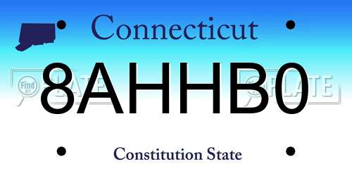 8AHHB0 Connecticut License Plate