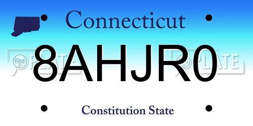 8AHJR0 Connecticut License Plate