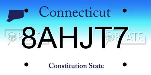 8AHJT7 Connecticut License Plate