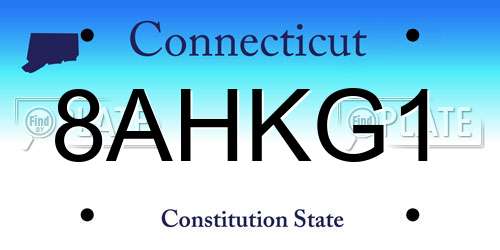 8AHKG1 Connecticut License Plate