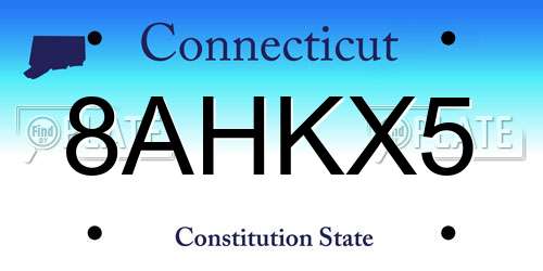 8AHKX5 Connecticut License Plate