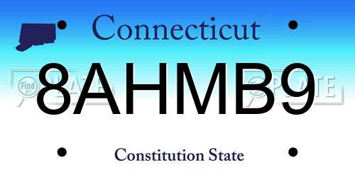 8AHMB9 Connecticut License Plate
