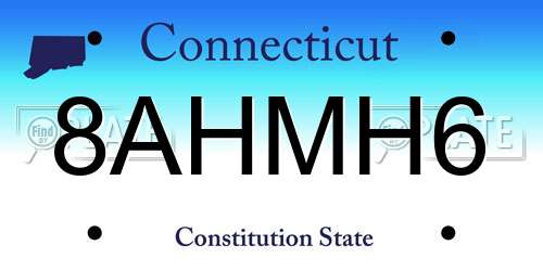 8AHMH6 Connecticut License Plate