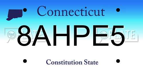 8AHPE5 Connecticut License Plate