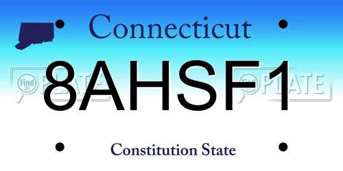 8AHSF1 Connecticut License Plate