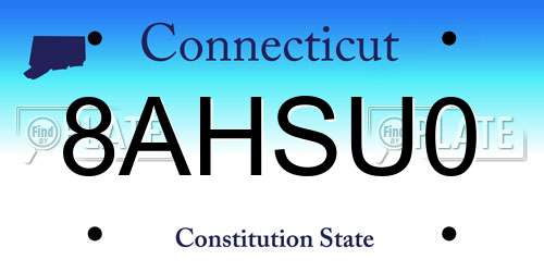 8AHSU0 Connecticut License Plate