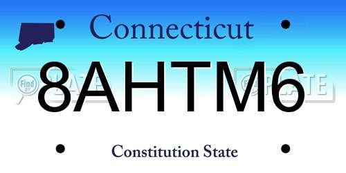 8AHTM6 Connecticut License Plate