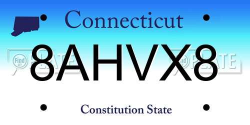 8AHVX8 Connecticut License Plate