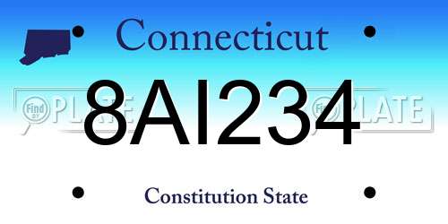 8AI234 Connecticut License Plate