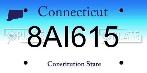 8AI615 Connecticut License Plate