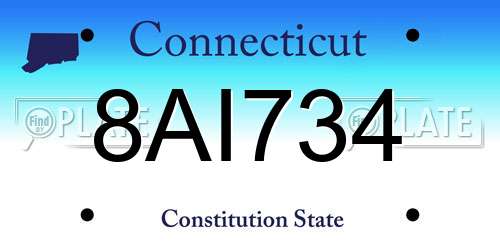 8AI734 Connecticut License Plate