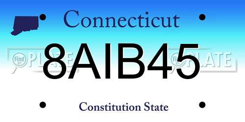 8AIB45 Connecticut License Plate