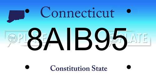8AIB95 Connecticut License Plate