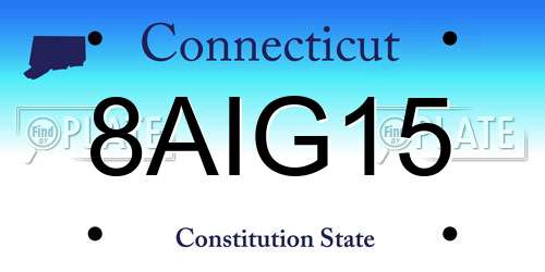 8AIG15 Connecticut License Plate
