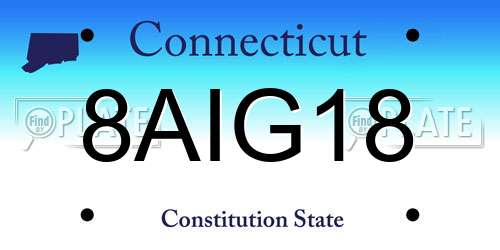 8AIG18 Connecticut License Plate