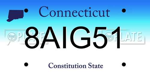 8AIG51 Connecticut License Plate