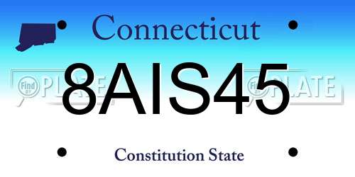 8AIS45 Connecticut License Plate